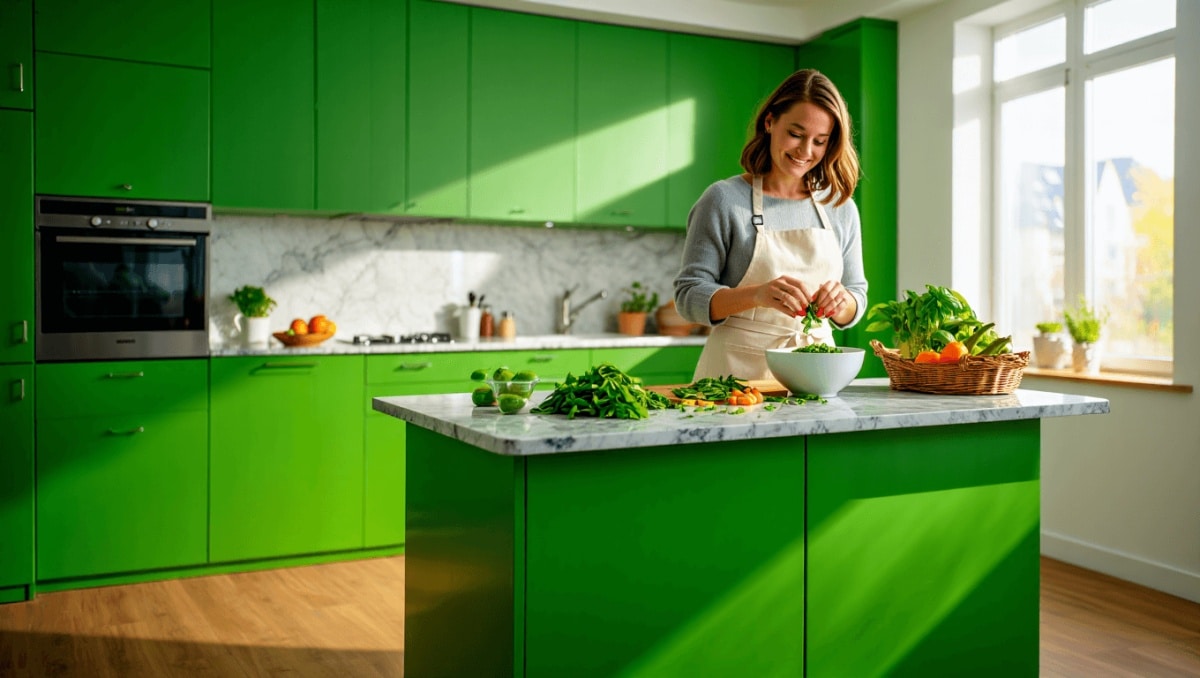 Du vert sauge au vert émeraude : pourquoi le vert
est la couleur la plus conseillée dans la cuisine