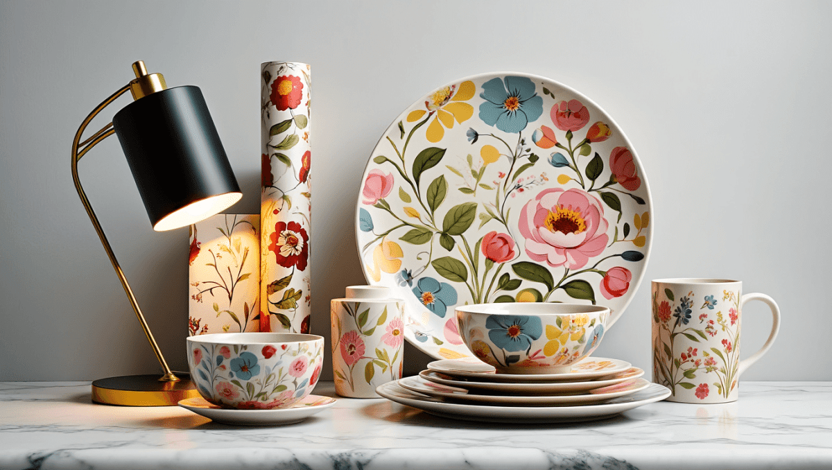 Vaisselle fleurie, lampe design, papiers peints
iconiques... Les collaborations déco les plus désirables du
printemps