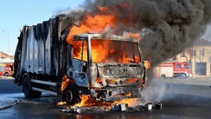 Il jette une batterie au lithium, le camion-poubelle prend feu