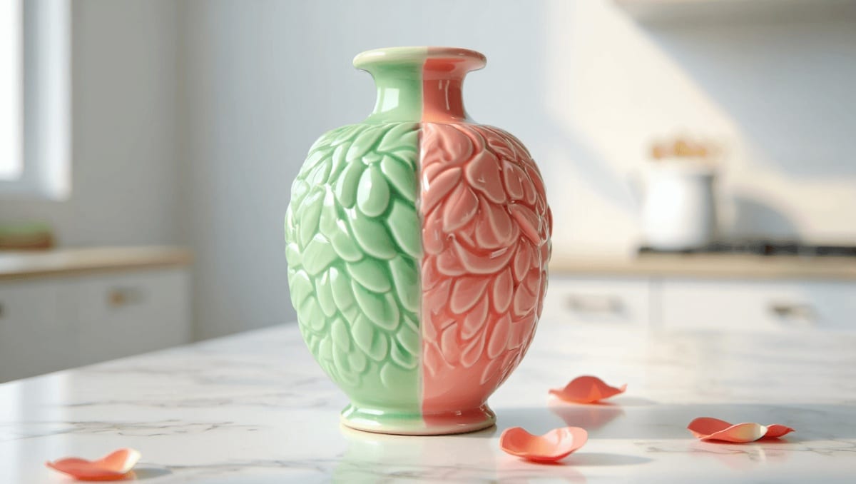 On le croirait chiné en brocante : ce vase fruit
façon barbotine à 4,99 € chez Action paraît 10 fois son prix