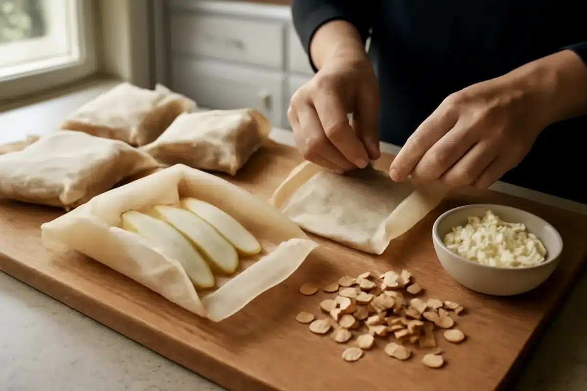 recette facile de papillotes d'endives au chèvre chaud et aux amandes grillées
