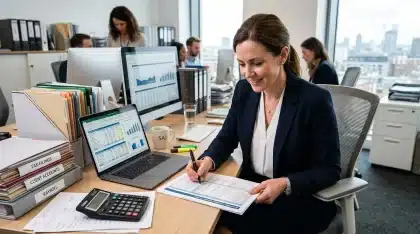 Contrat de vente et devis notarial sur une table près d'une fenêtre en plein jour