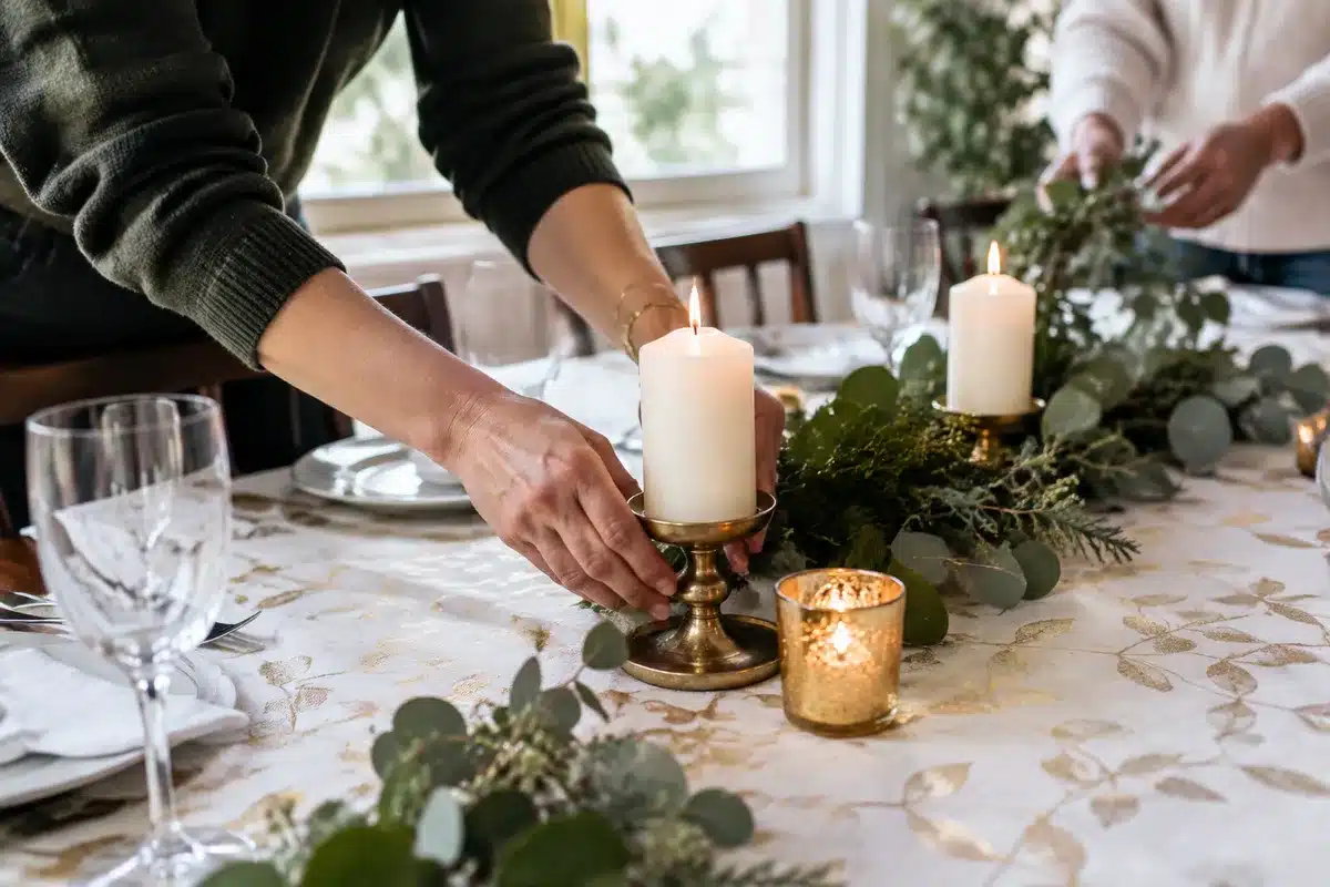 Où acheter la nappe de Noël blanche et dorée à 6 € chez Action ?
